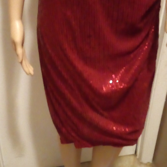 Grace Karen Red Wine Rusched Sequin Off Shoulder Cocktail Dress - Size 2XL - Picture 2 of 11